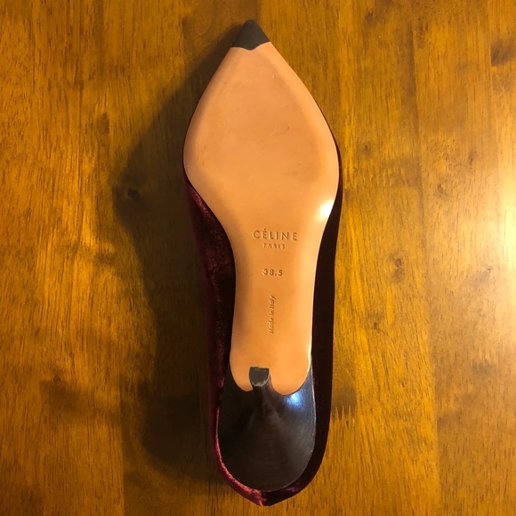 Celine Phoebe Philo V Neck Velvet Pumps | Oxblood | Size 38.5/8.5 - Picture 5 of 7